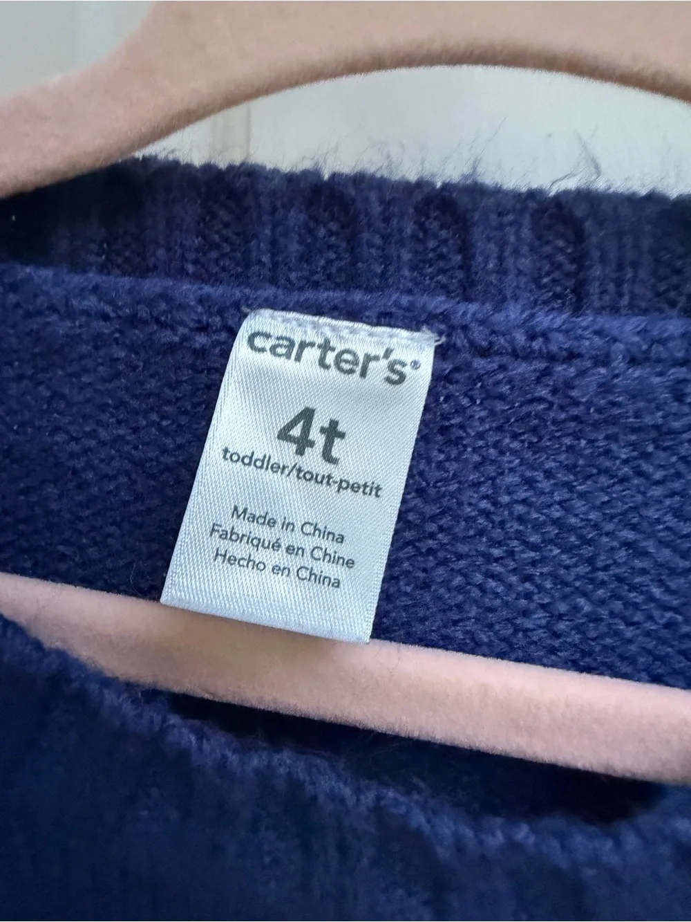 Carters 4T Girls Navy Blue Warm Sweater with Pink Heart