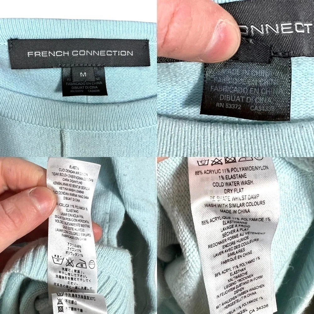 French Connection Della Vhari Crewneck Pull On Sweater Light Blue Size Medium