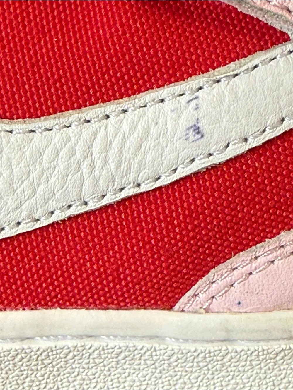Nike By You Customization Air Force 1 Mid Sneakers White Red and Pink Sz 5.5