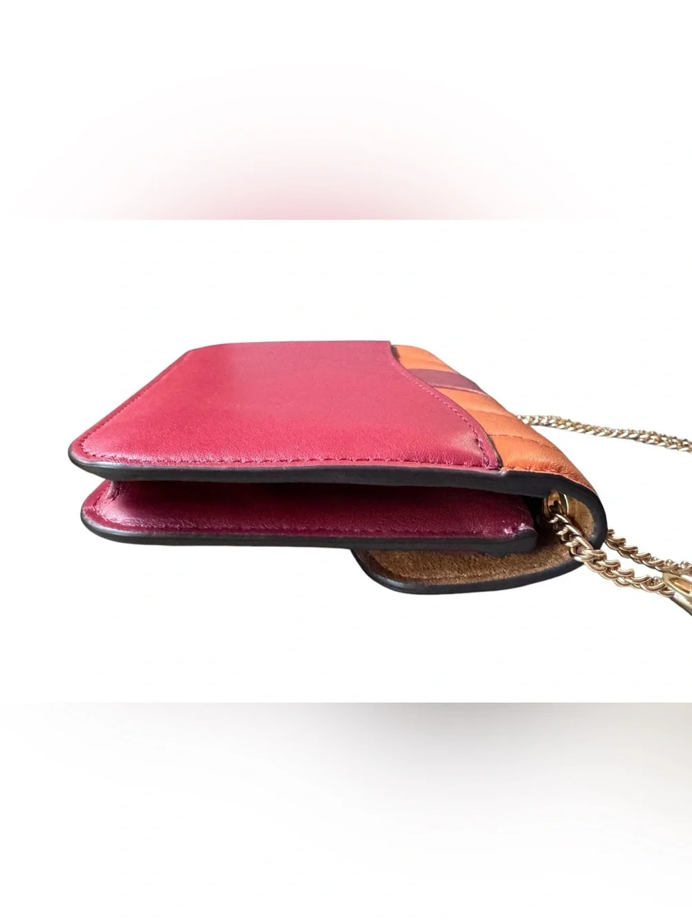 Coach Colorblock Leather Crossbody in Pink, Brown and Tan