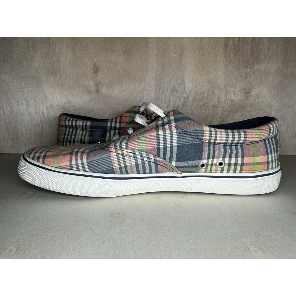 Sz 11.5 Sperry Plaid Canvas‎ Sneakers Lace Up Casual Shoes Men