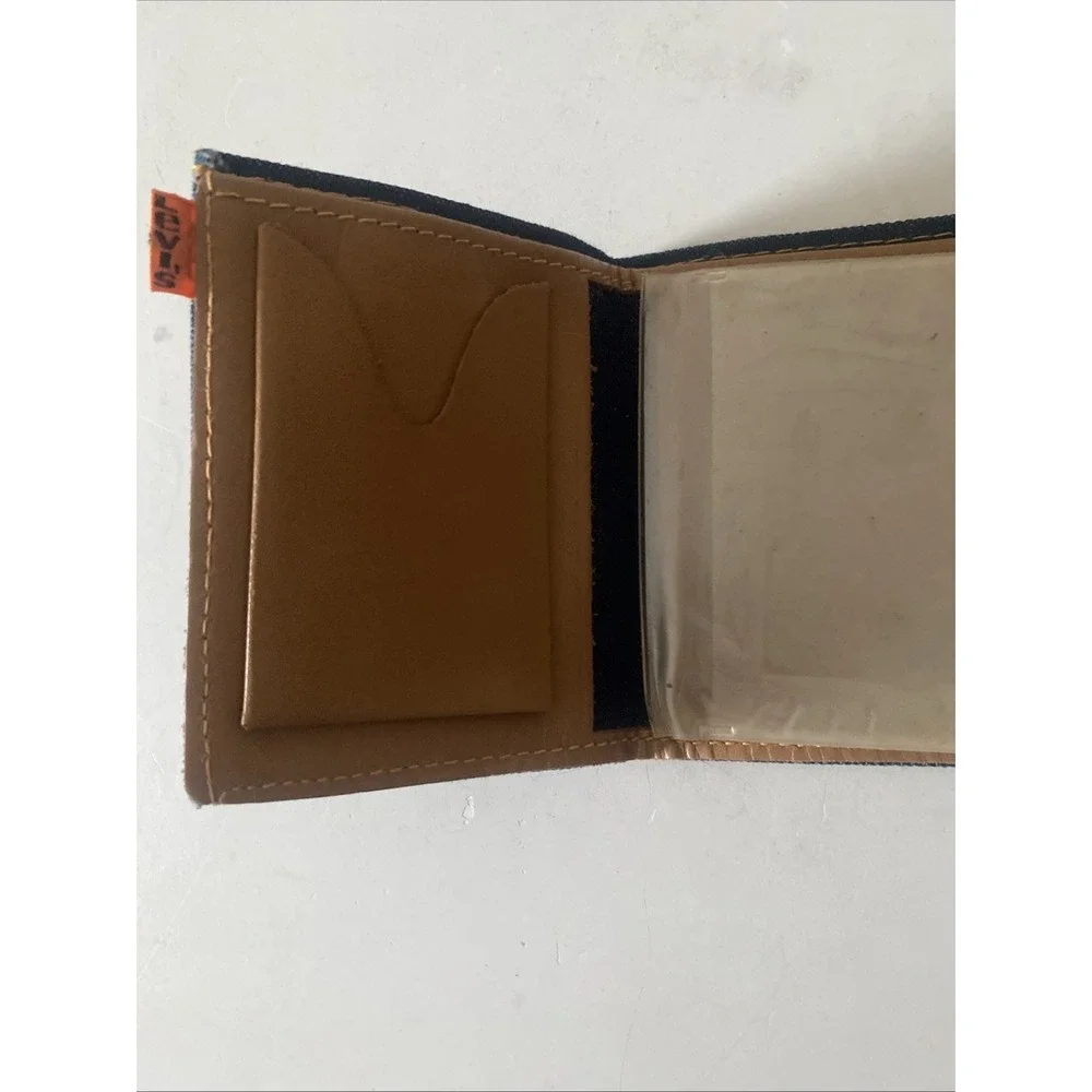 70s Vintage Levi's Orange Tab bifold leather / Denim wallet Rare