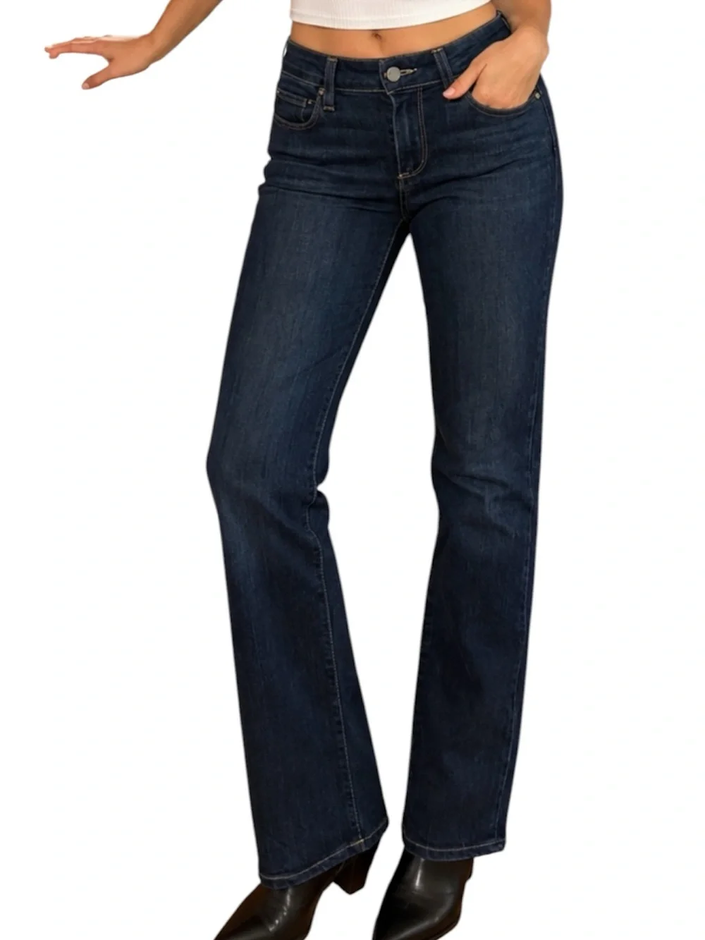 Paige Manhattan Mid Rise Slim Bootcut Jean Vivien Wash Womens 26 - 28x32.5 K