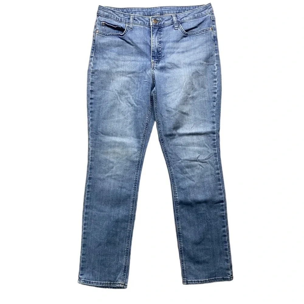 Lee Denim Jeans 32x29 Light Blue Wash Classic‎ Fit Five Pocket Distressed Casual