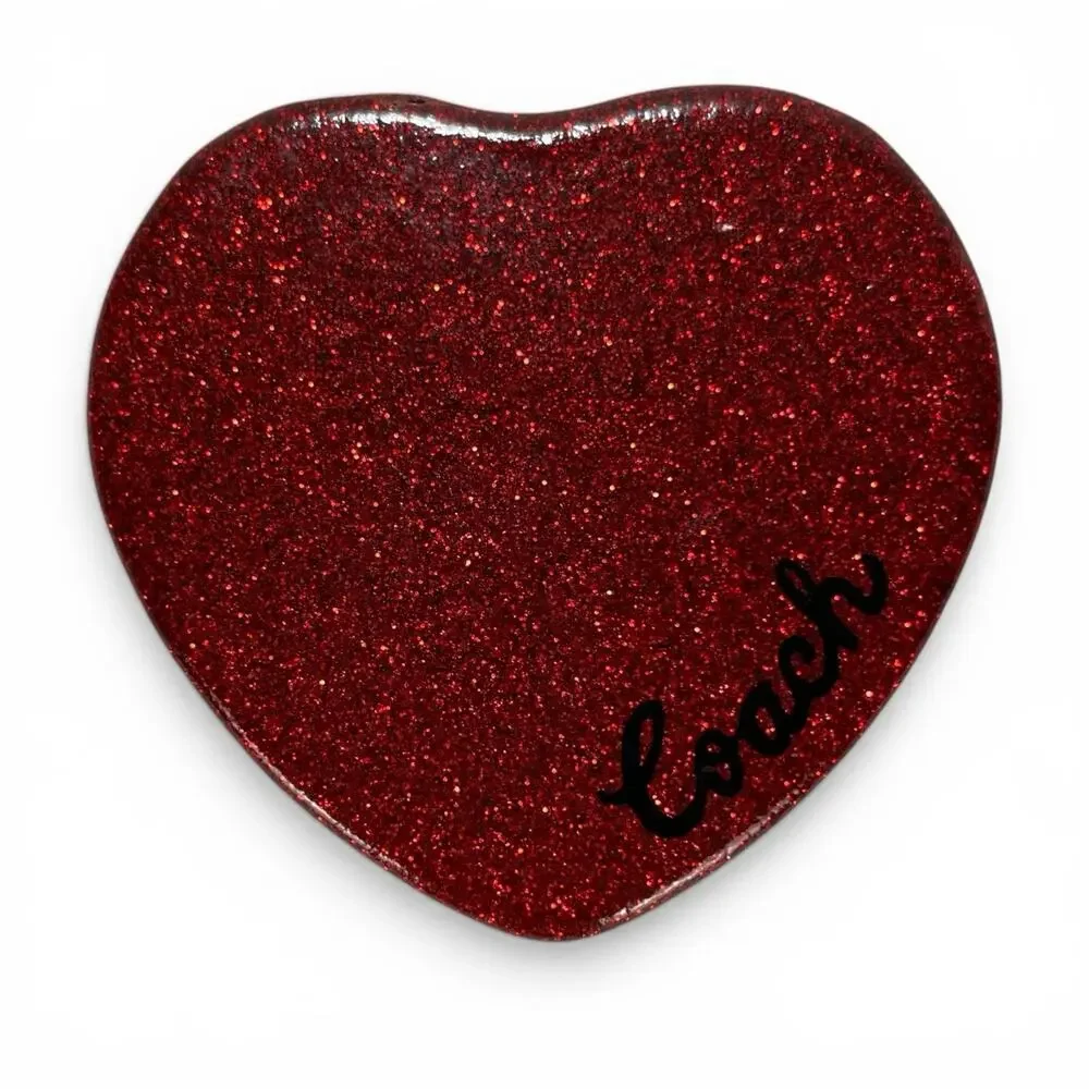 Coach Red Glitter Heart Compact Mirror CF153