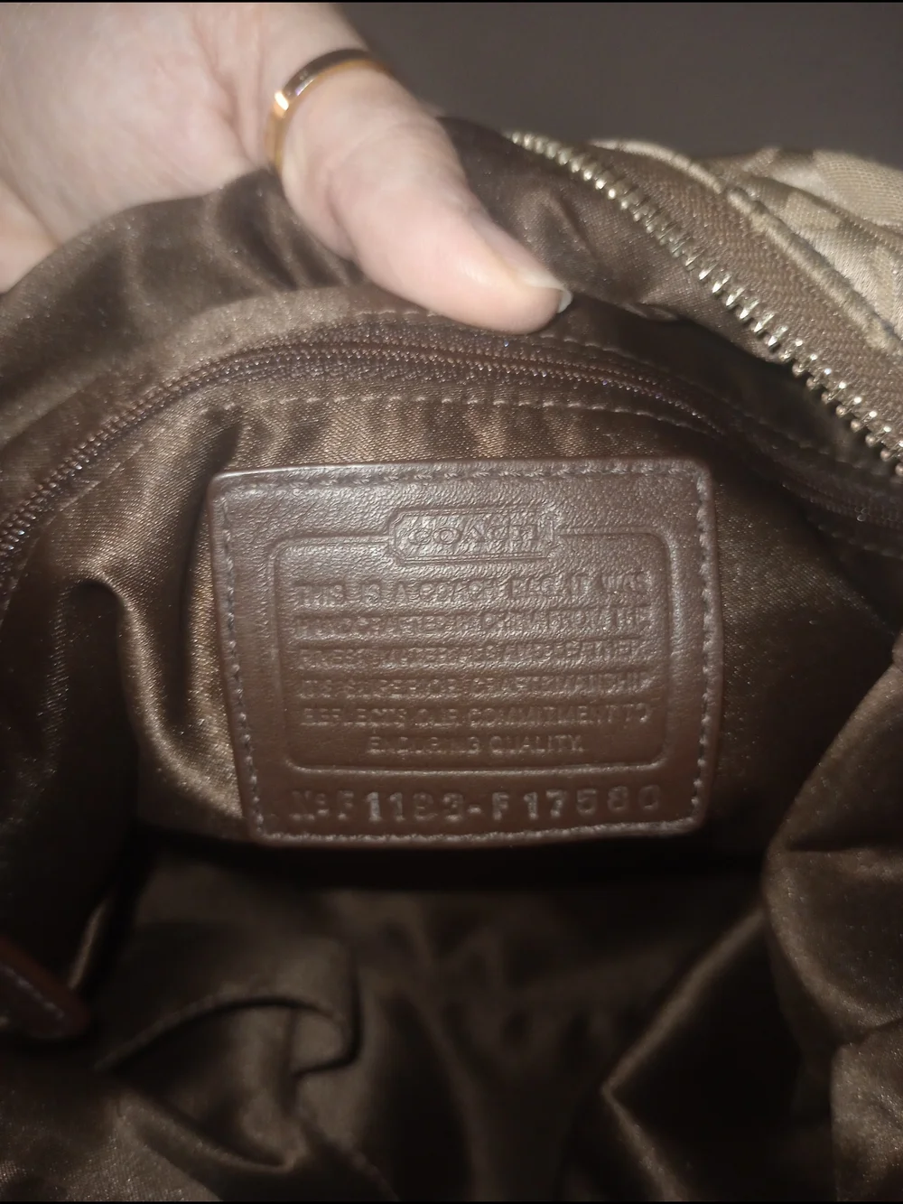 Coach Alexandria Signature Tote in Khaki and Brown