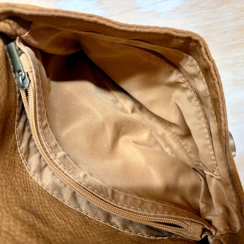 Anthropologie Vegan Suede Foldover Crossbody Bag Convertible Clutch
