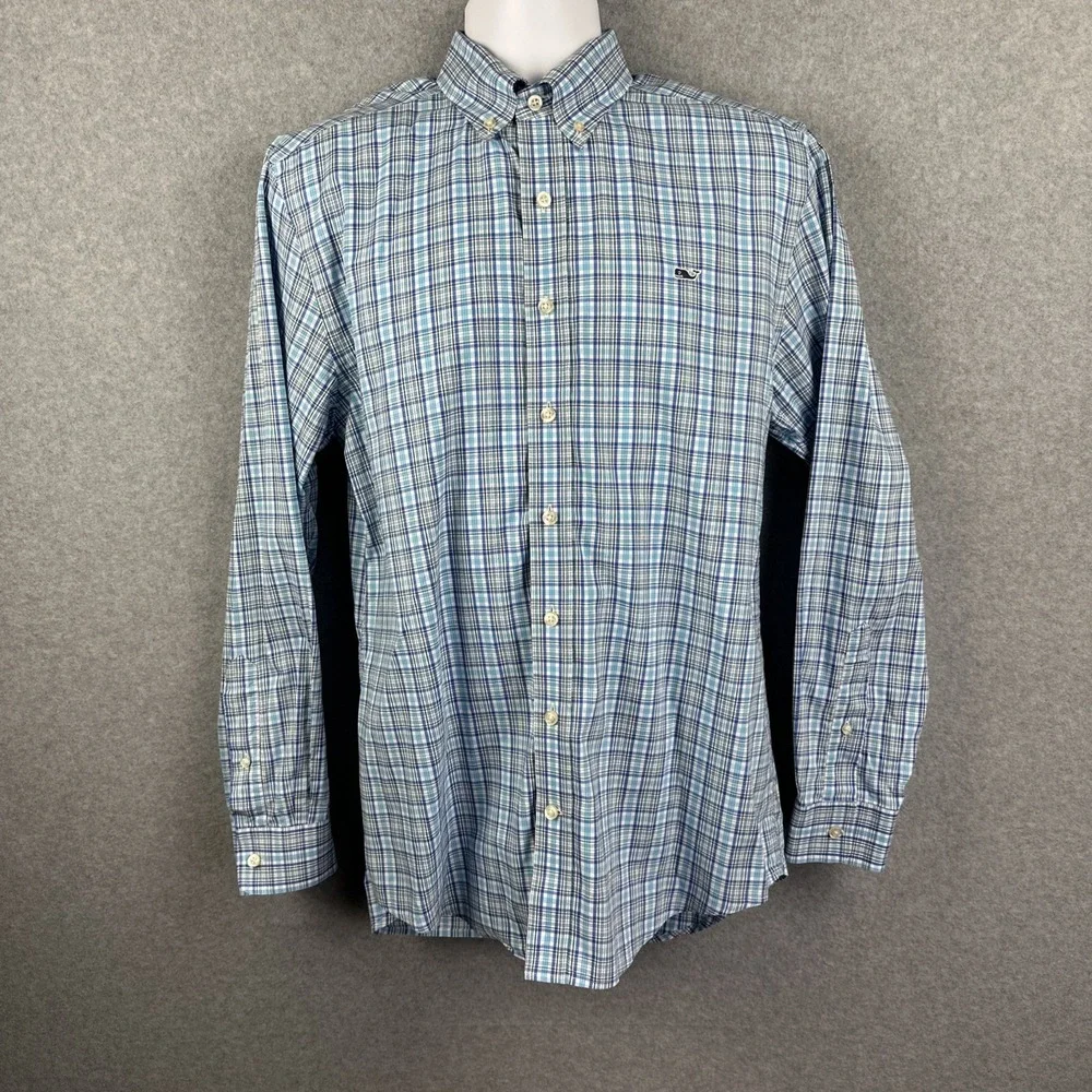 Vineyard Vines Men's Long Sleeve Button Down Slim Fit Whale Shirt Size‎ Medium