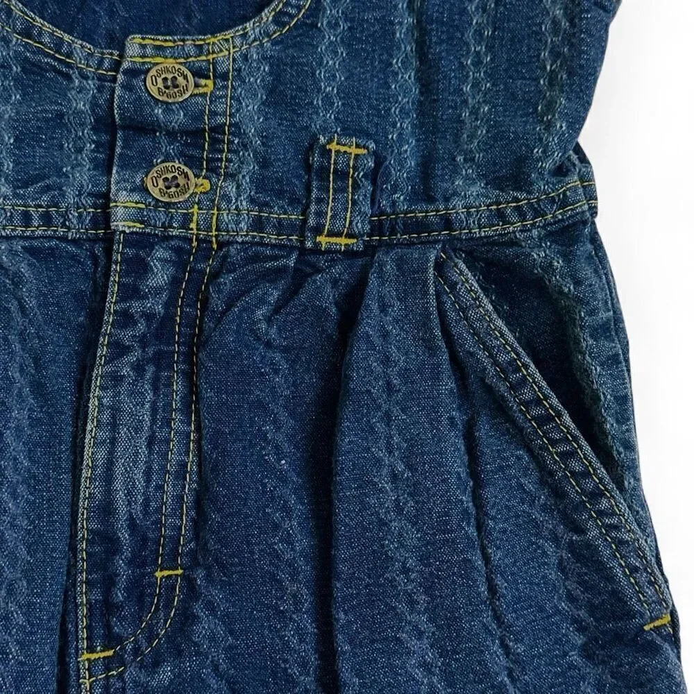 Vintage OshKosh B’gosh Girls Denim Overalls 6 USA Made 90s Stripe Cute Americana