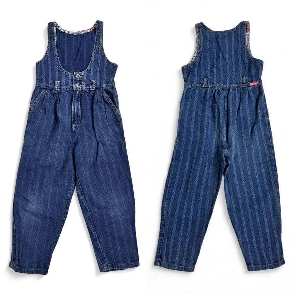 Vintage OshKosh B’gosh Girls Denim Overalls 6 USA Made 90s Stripe Cute Americana