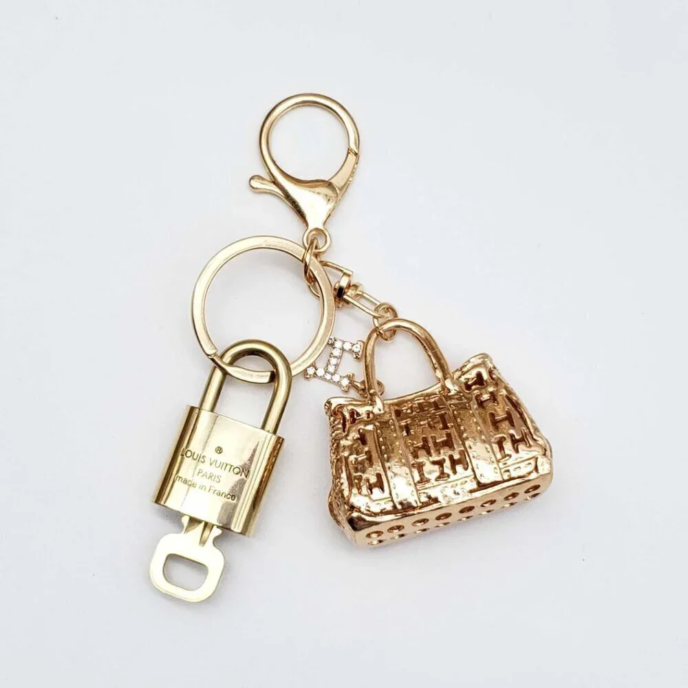 Authentic Louis Vuitton Padlock & Key Gold ✨Unbranded Bag Charm Keychain