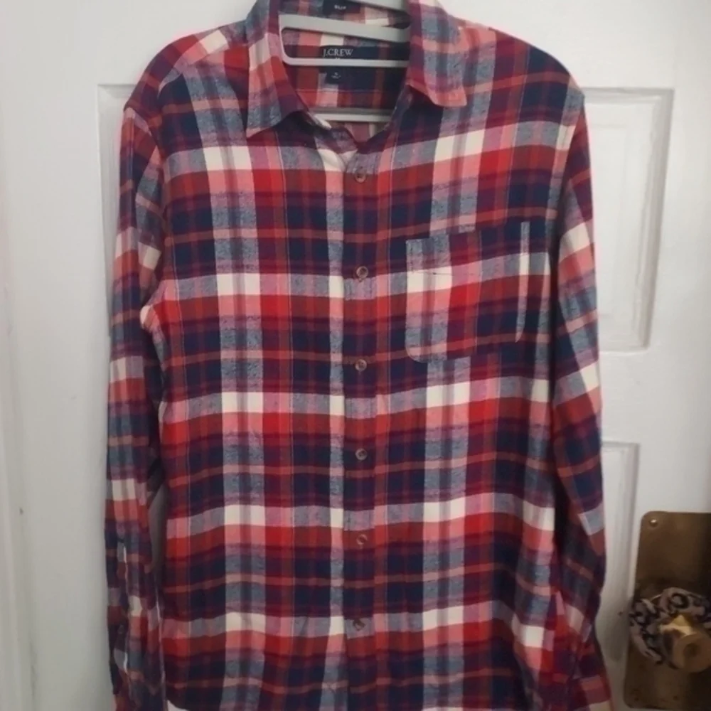 J. Crew  Plaid Flannel Button Down Shirt Size S Slim