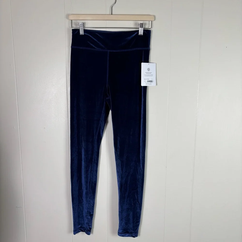 Athleta Girl High Rise Chit Chat Velvet Tights Leggings XXL (16) NWT‎ Blue