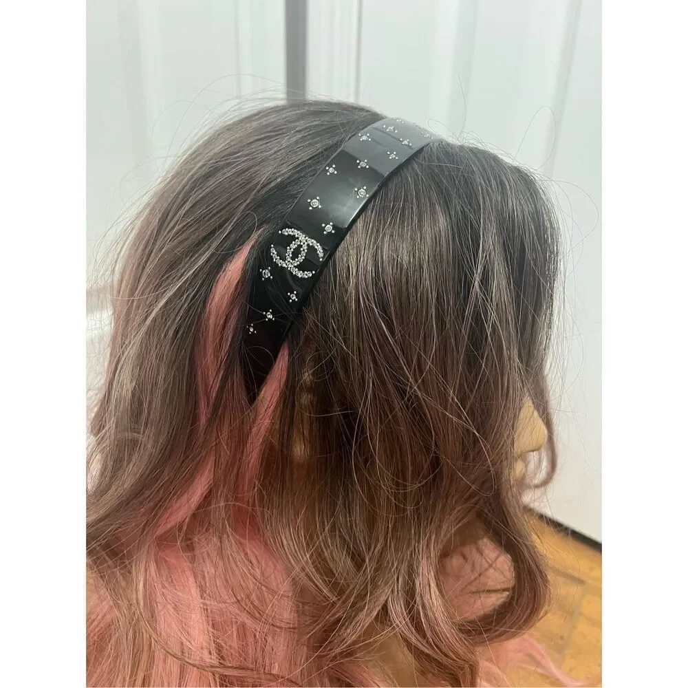 Chanel rhinestone cc headband hair accessory