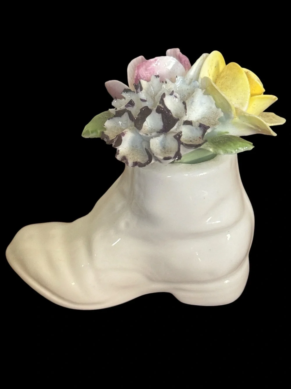 Vintage Royal Doulton Bone China Floral Boot Figurine!