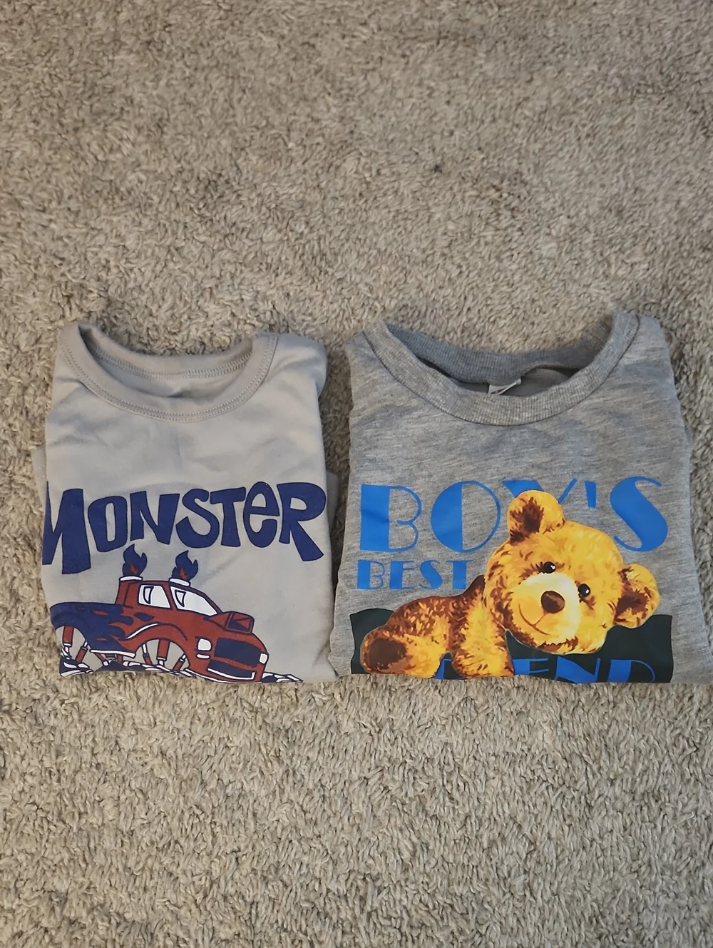 Kids Graphic Tee Bundle - Monster Truck & Teddy Bear - Gray