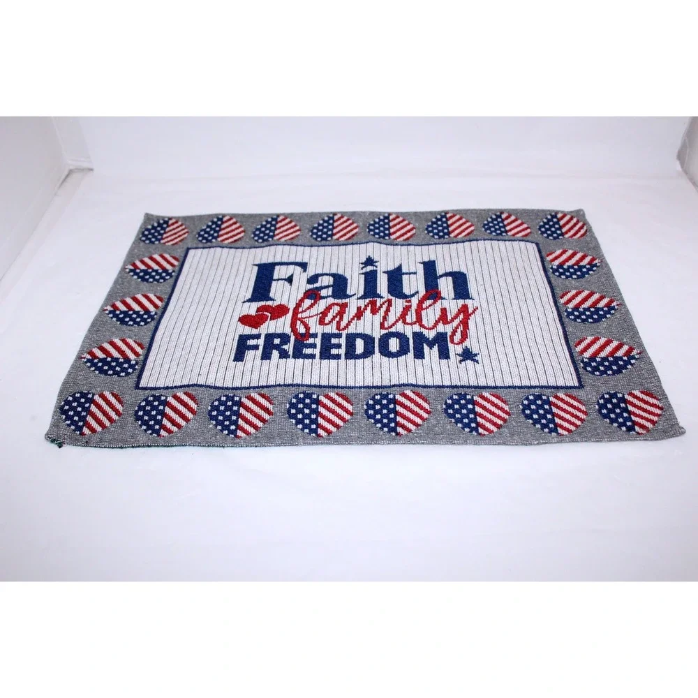 Patriotic Faith Family Freedom Americana Tapestry Placemats Stars Stripes Hearts