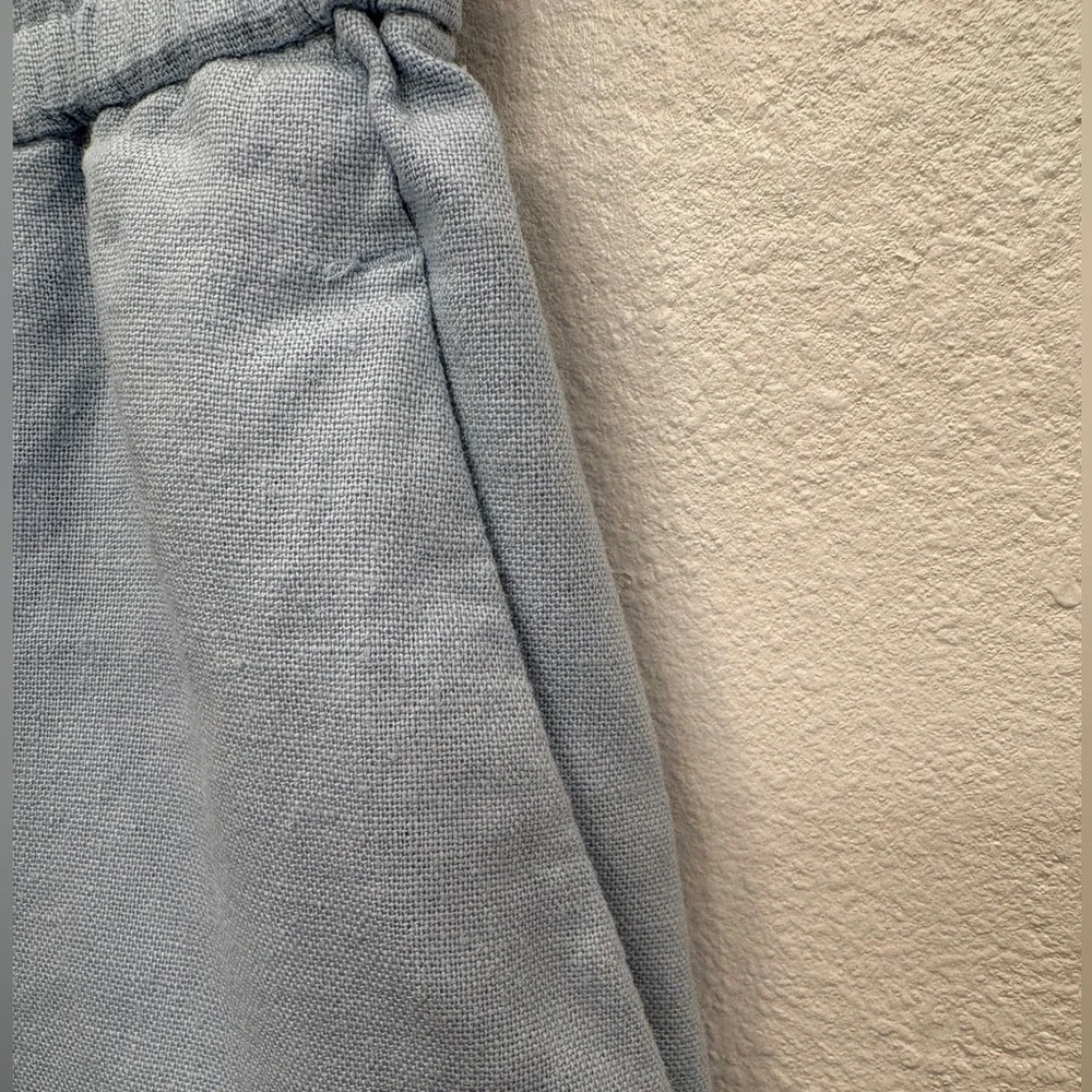 Zara Linen Blend Elastic Drawstring Waist Pocketed Pull On Pants SMALL
