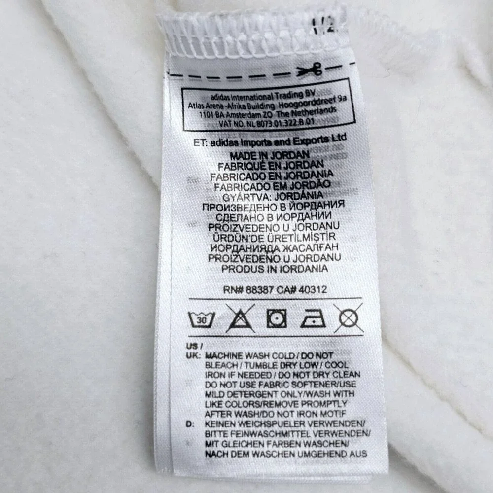 Adidas‎ Hoodie Mens S Pullover White Kangaroo Pocket Spellout Sporty Athleisure