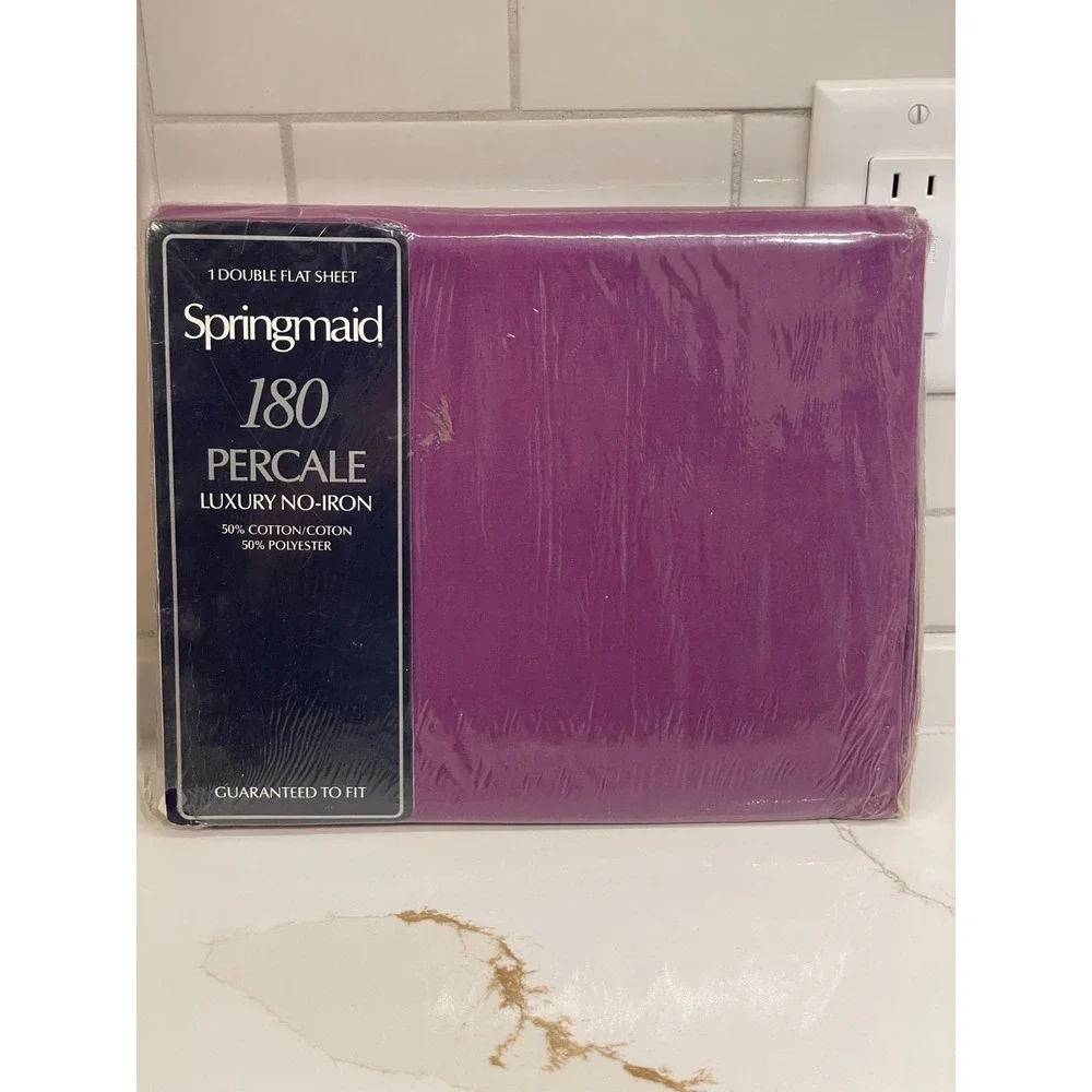 Vintage Springmaid Double/Full Flat Sheet Purple‎ Pinafore Percale New Sealed