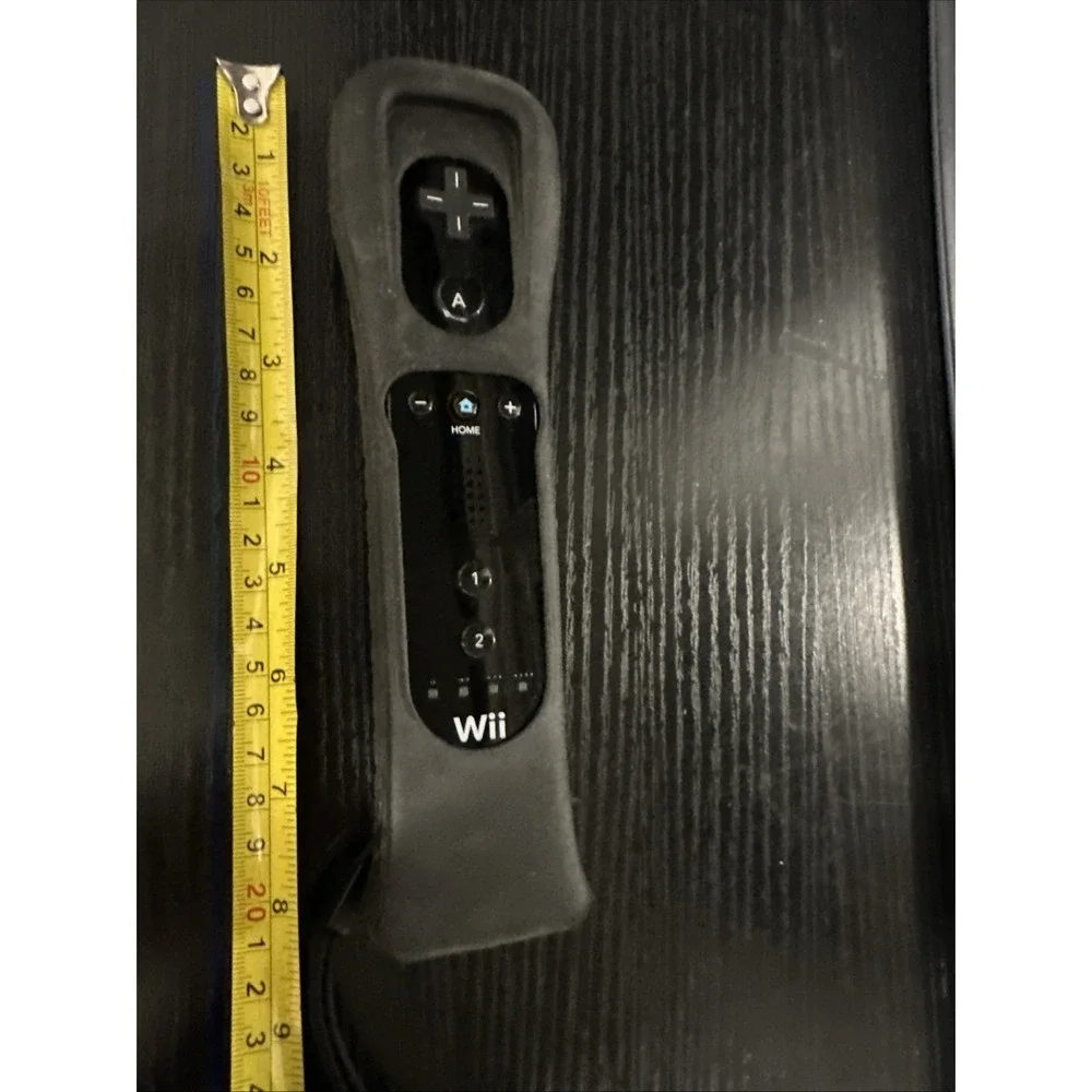 Nintendo Wii RVL-036 Motion Plus Black Remote Controller W/ Black Cover tested‎