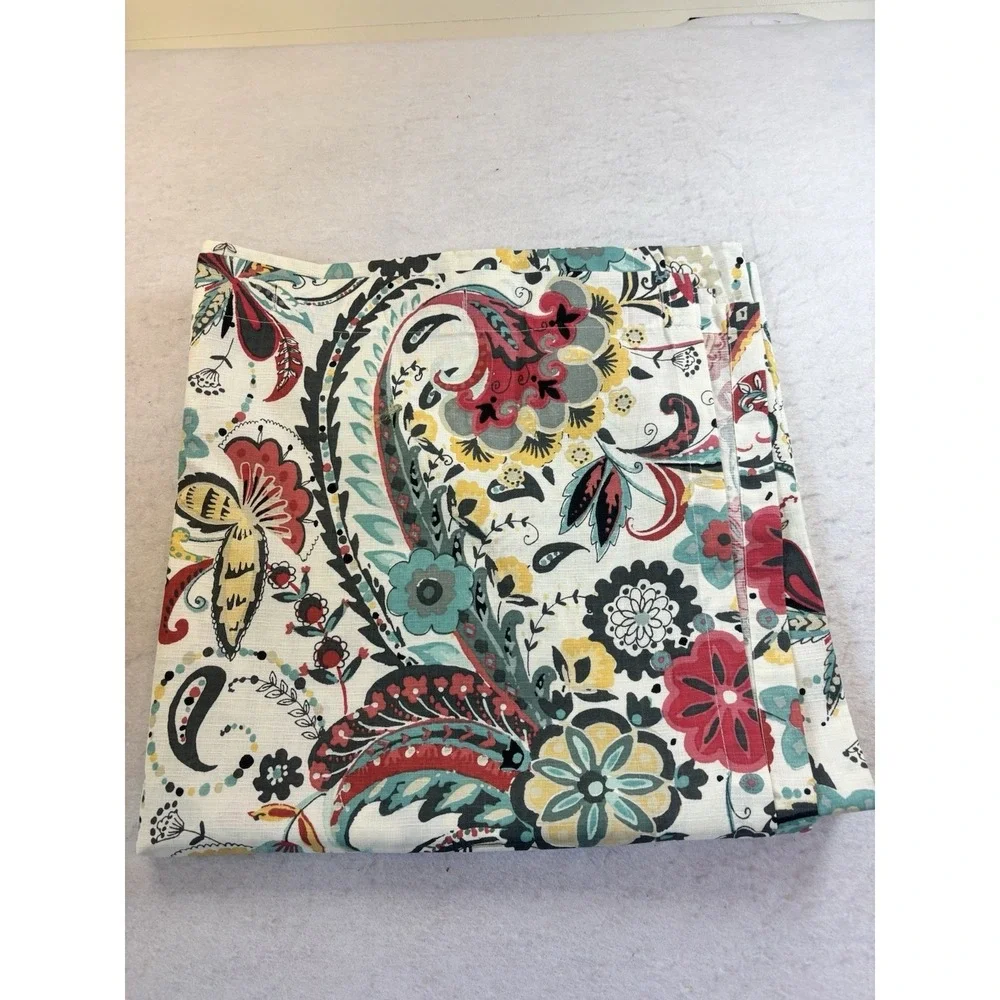 World Market  Boho Paisley Floral Fabric Shower Curtain Cotton 72x72