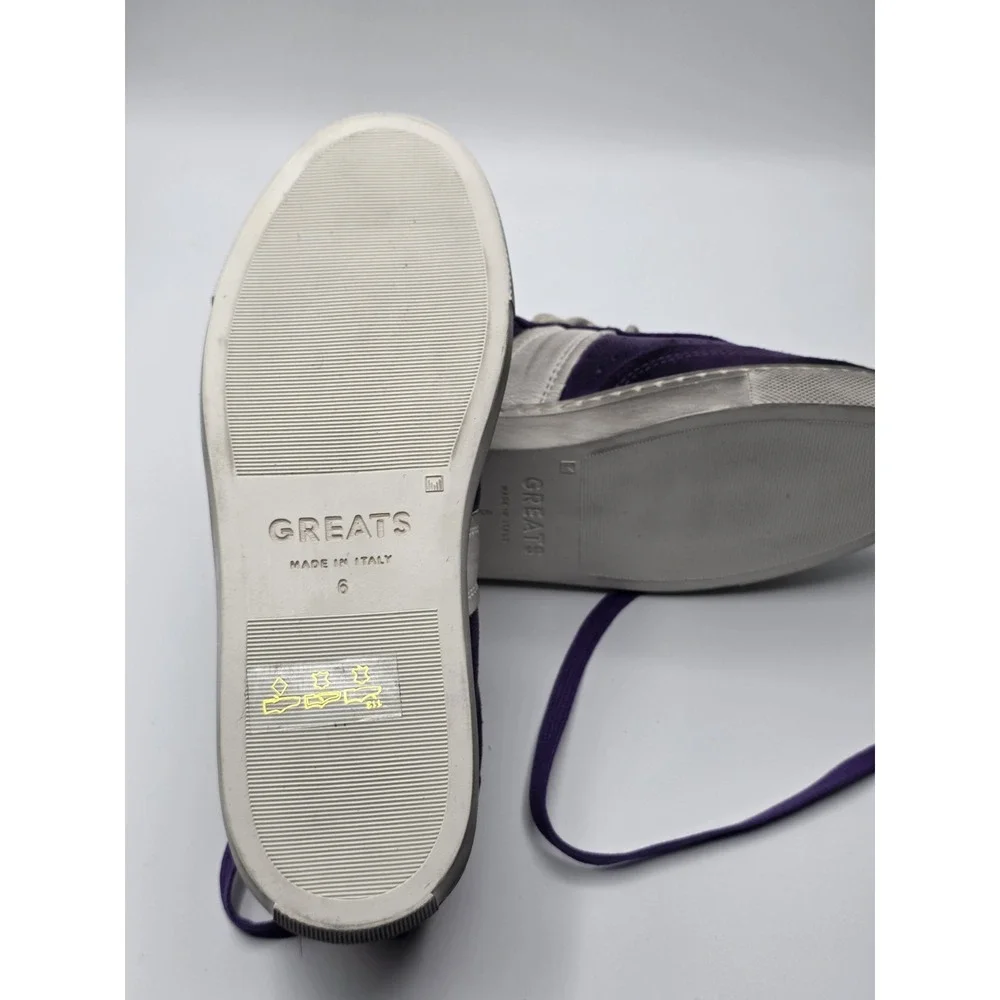Greats Suede Charlies Sneakers Purple And White Size 6‎