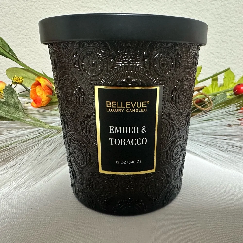 Bellevue Double Wick 12 oz Luxury Candle ~ EMBER & TOBACCO ~ New!