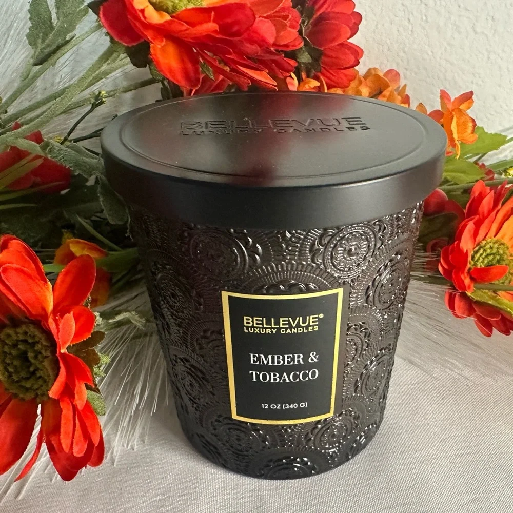 Bellevue Double Wick 12 oz Luxury Candle ~ EMBER & TOBACCO ~ New!