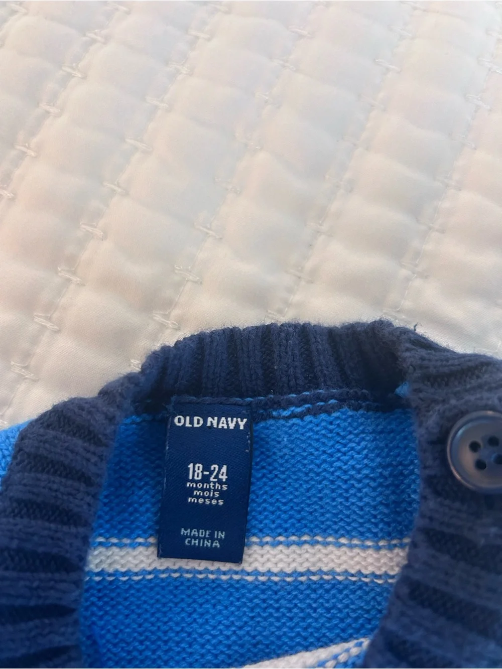 Old Navy Blue Striped Whale Knit Sweater. Size 18-24M