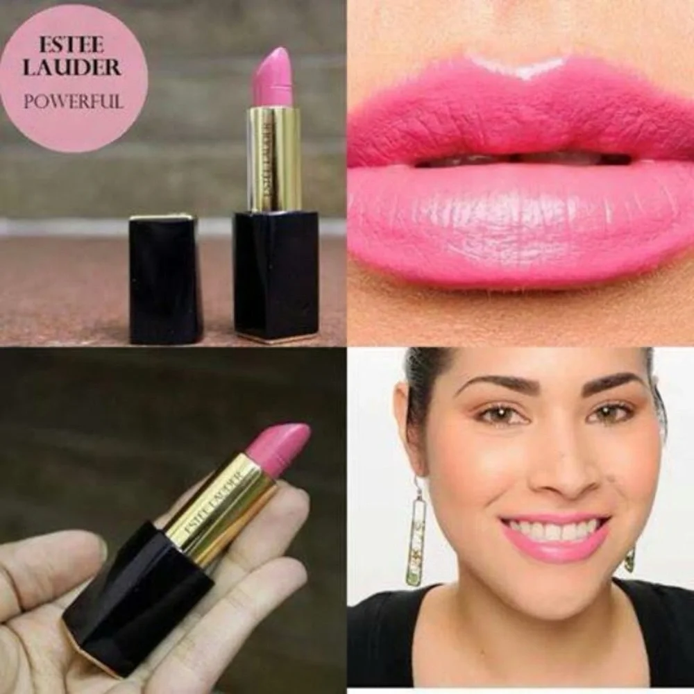 Estee Lauder Pure Color 220 Powerful Lipstick with Mascara & Floral Bag Bundle