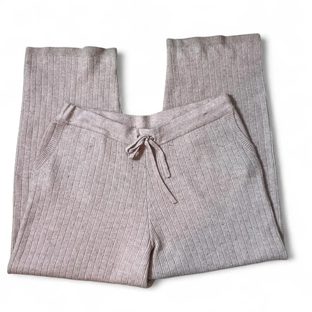 DKNY Women's Knit Lounge Pants Wide Leg‎ Drawstring Waist Pink XL