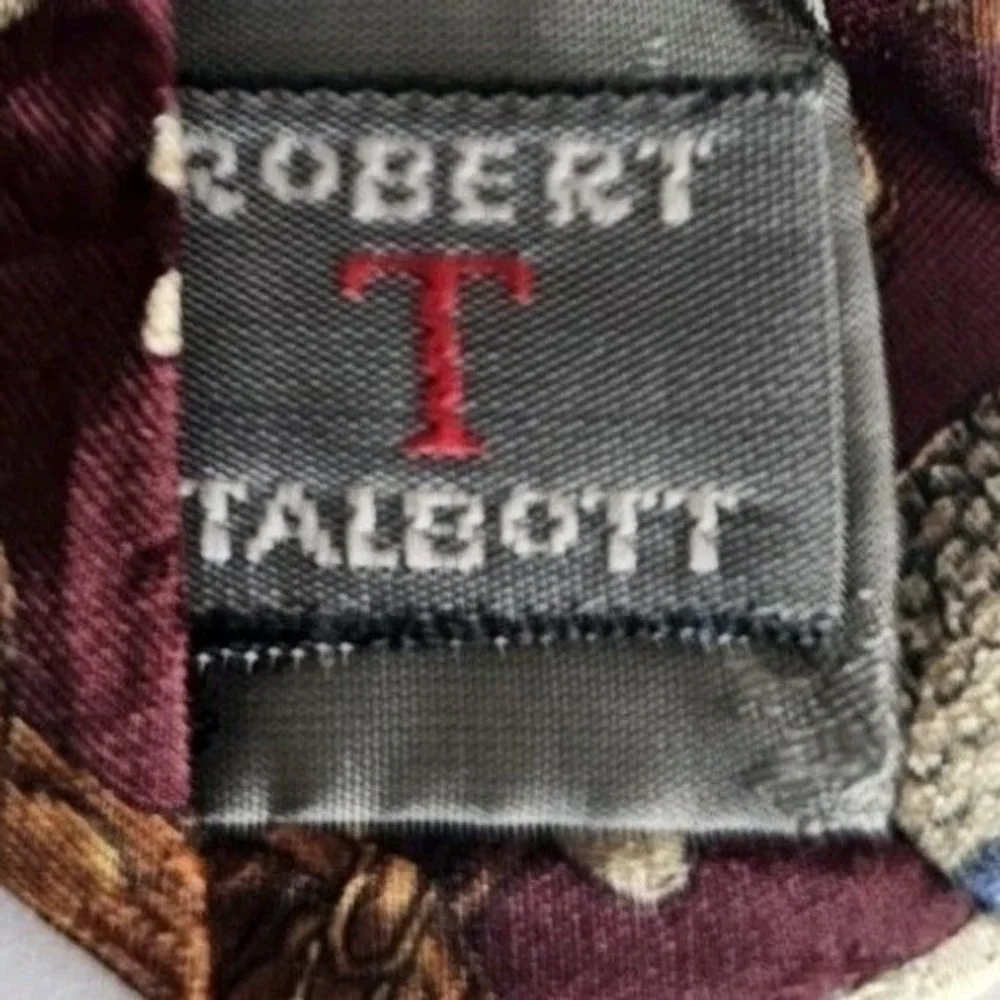 VTG Robert Talbott Necktie Mens Burgundy Golf Bag Silk Hand Sewn‎ USA Luxury Tie