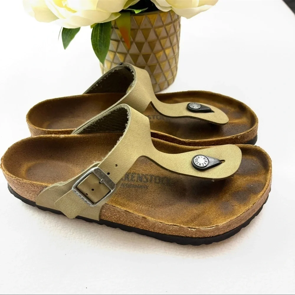 Birkenstock Gizeh Tobacco Brown Leather Cork‎ Sole Thong Boho Sandal Size 37