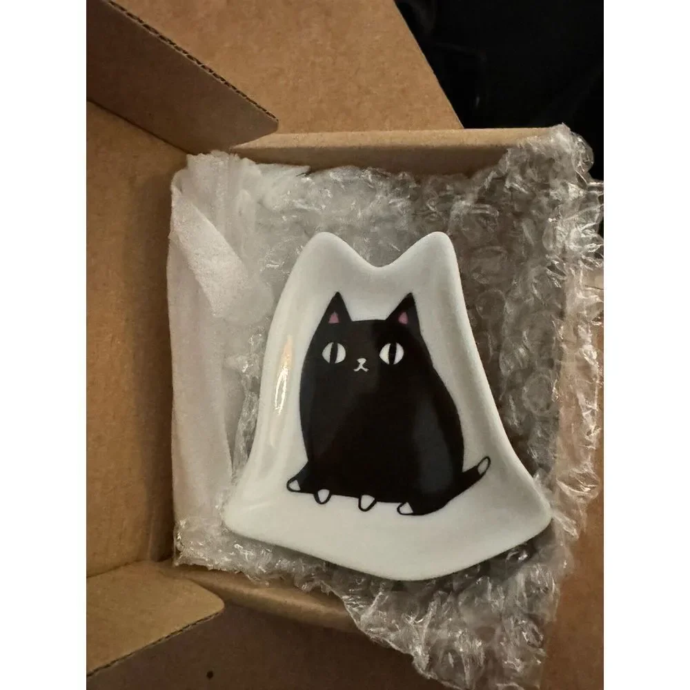 Cat‎ Ceramic Cute Black Cat Trinket Dish New in Box
