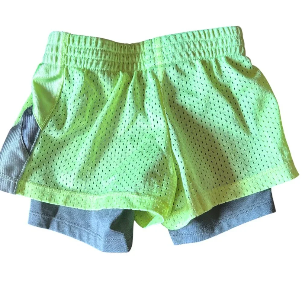 C9 by Champion girl's yellow and gray double layer athletic shorts sz XS‎ (4-5)