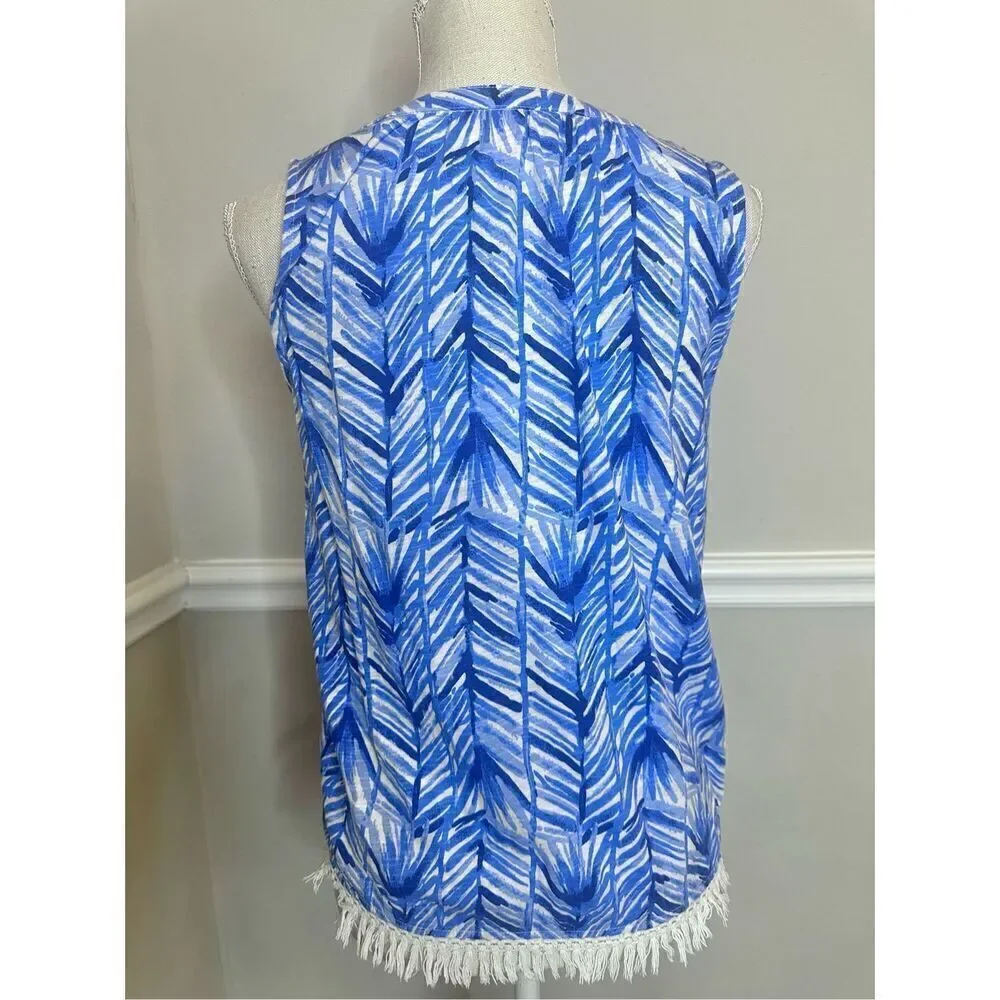 LILLY PULITZER KIPPER LAPIS BLUE COSTA VERDE BLOUSE TOP SIZE XS