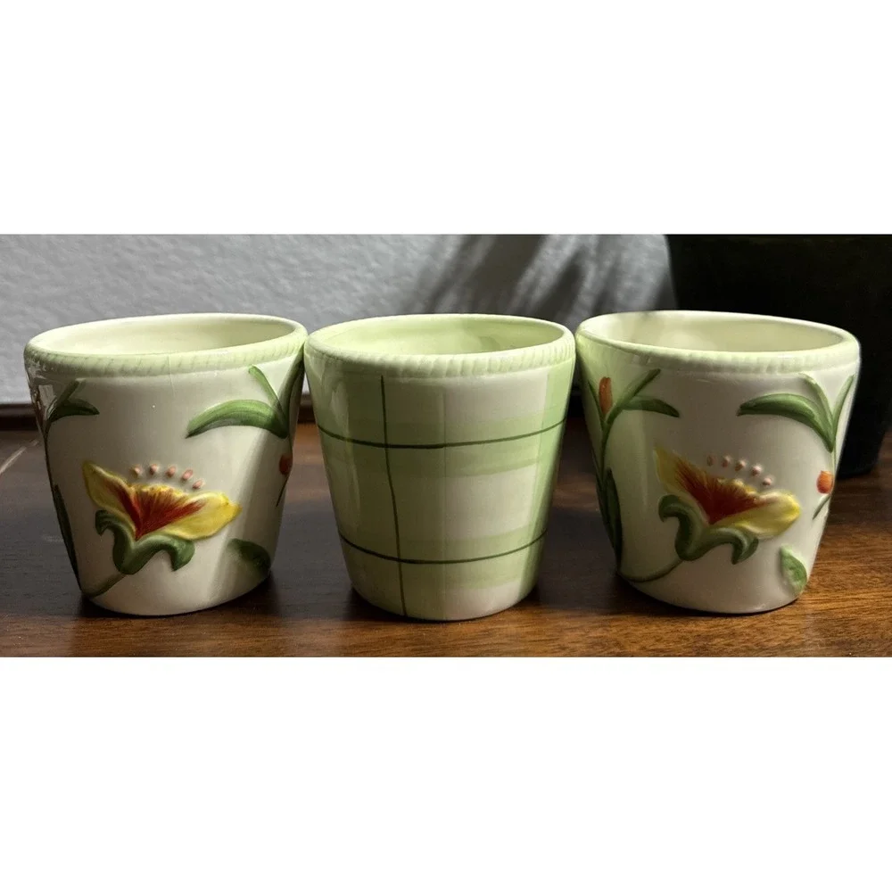 Fitz & Floyd Geranium Rabbit 3pcs Planter Set 3