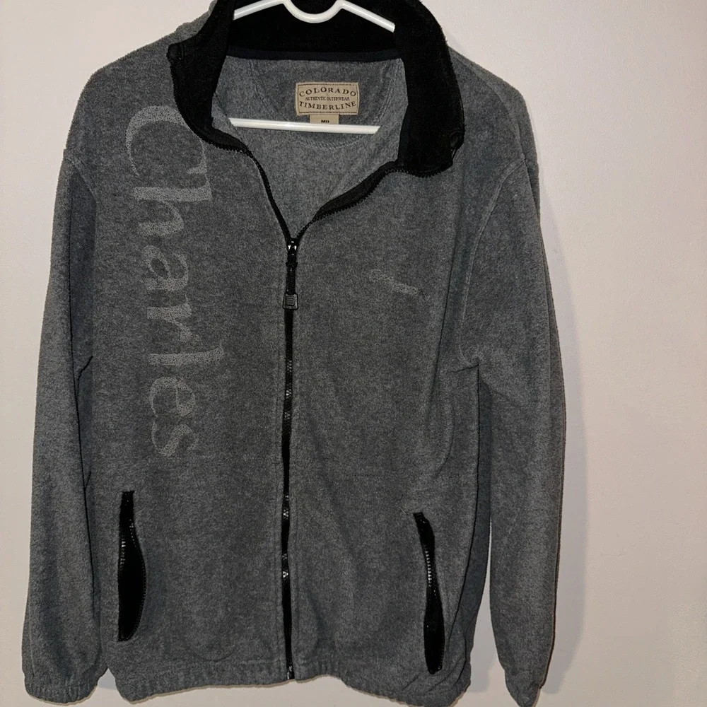 Colorado Timberline Men's MD Long Sleeve Fleece Embroidered Jacket Gray Full Zip