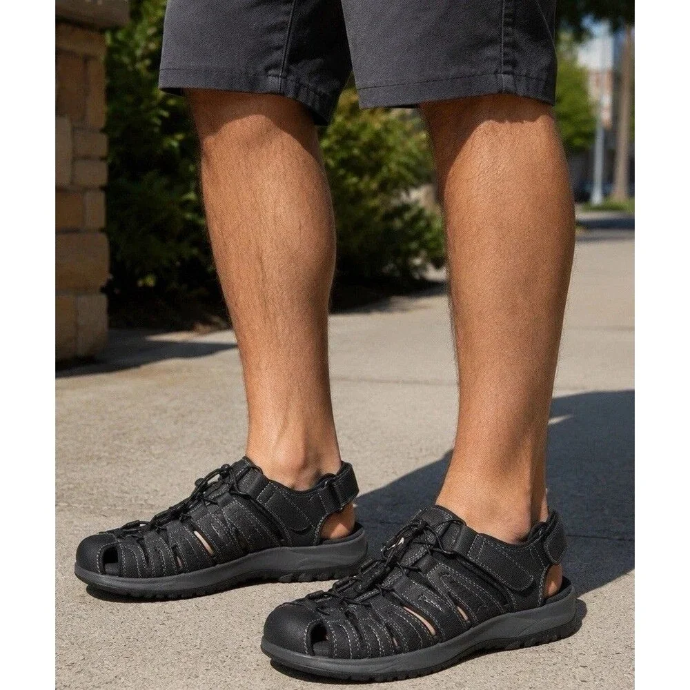Clarks Men's Brixby Cove Fisherman Sandal - BLACK - US 8M Excellent Condition