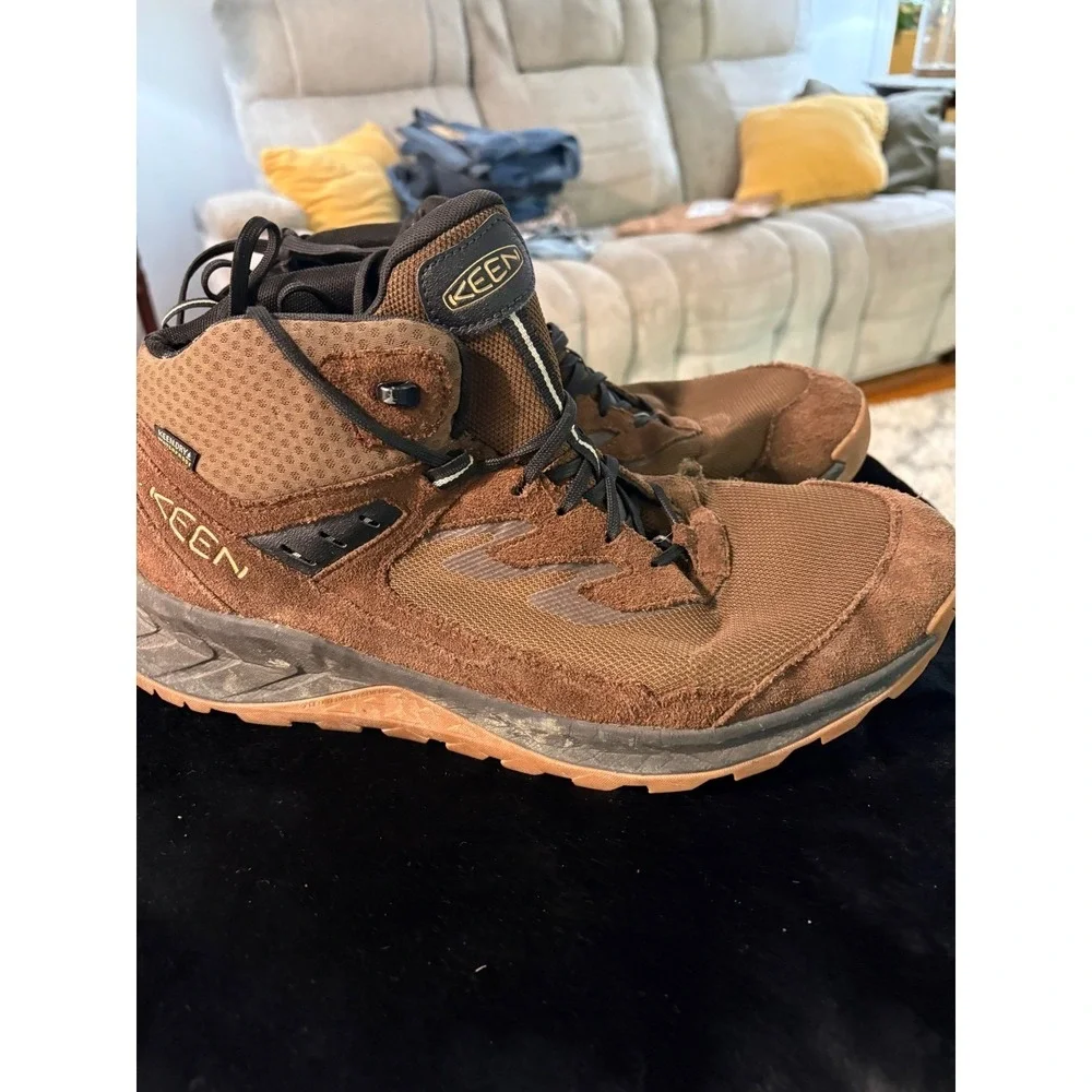 KEEN NXIS EVO Mid Waterproof Hiking Boots Mens 14 Brown Black 1026107