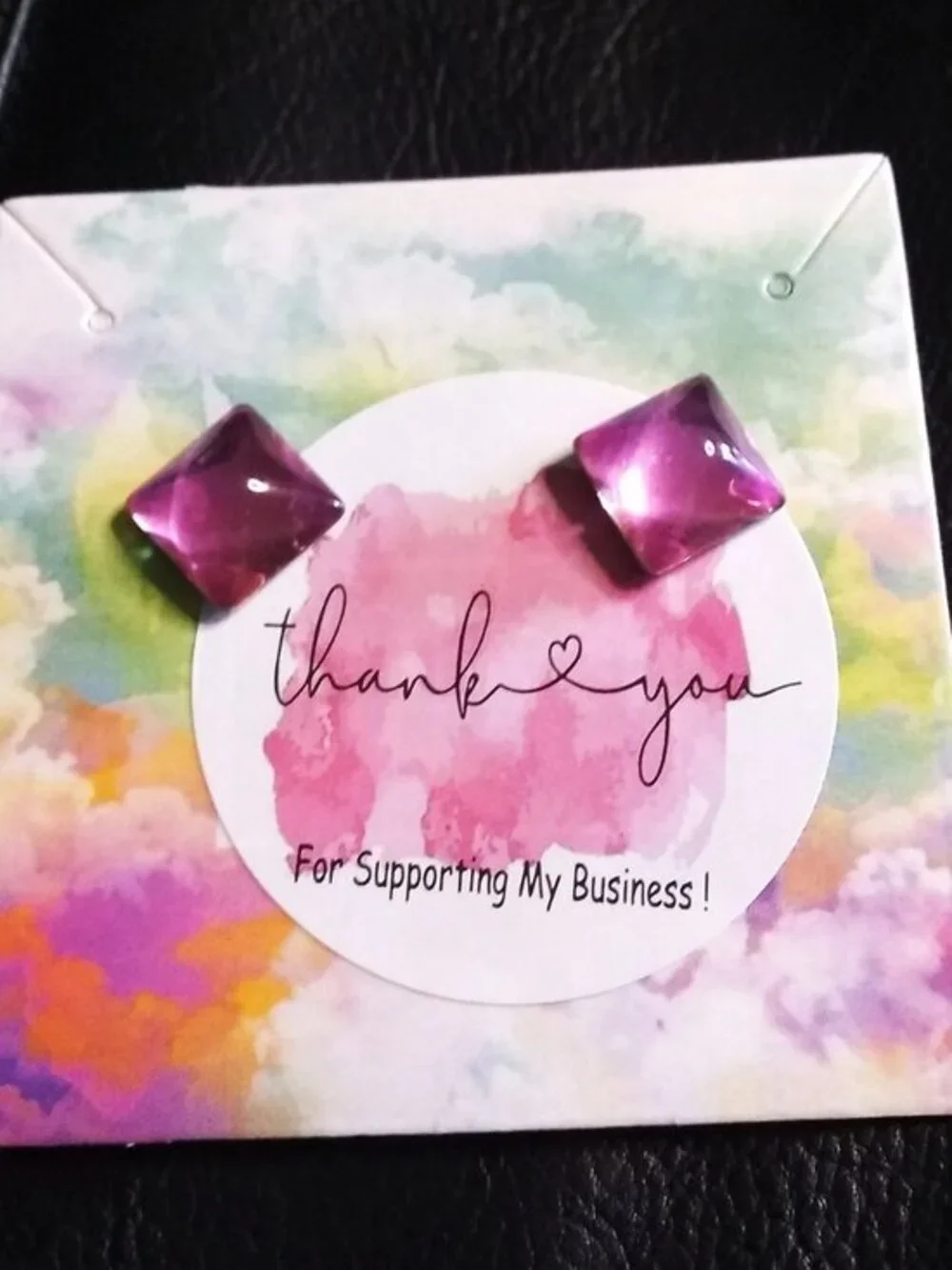 Intense Pink Hues: Versatile Iridescent Shimmering Square Stud Post Earrings