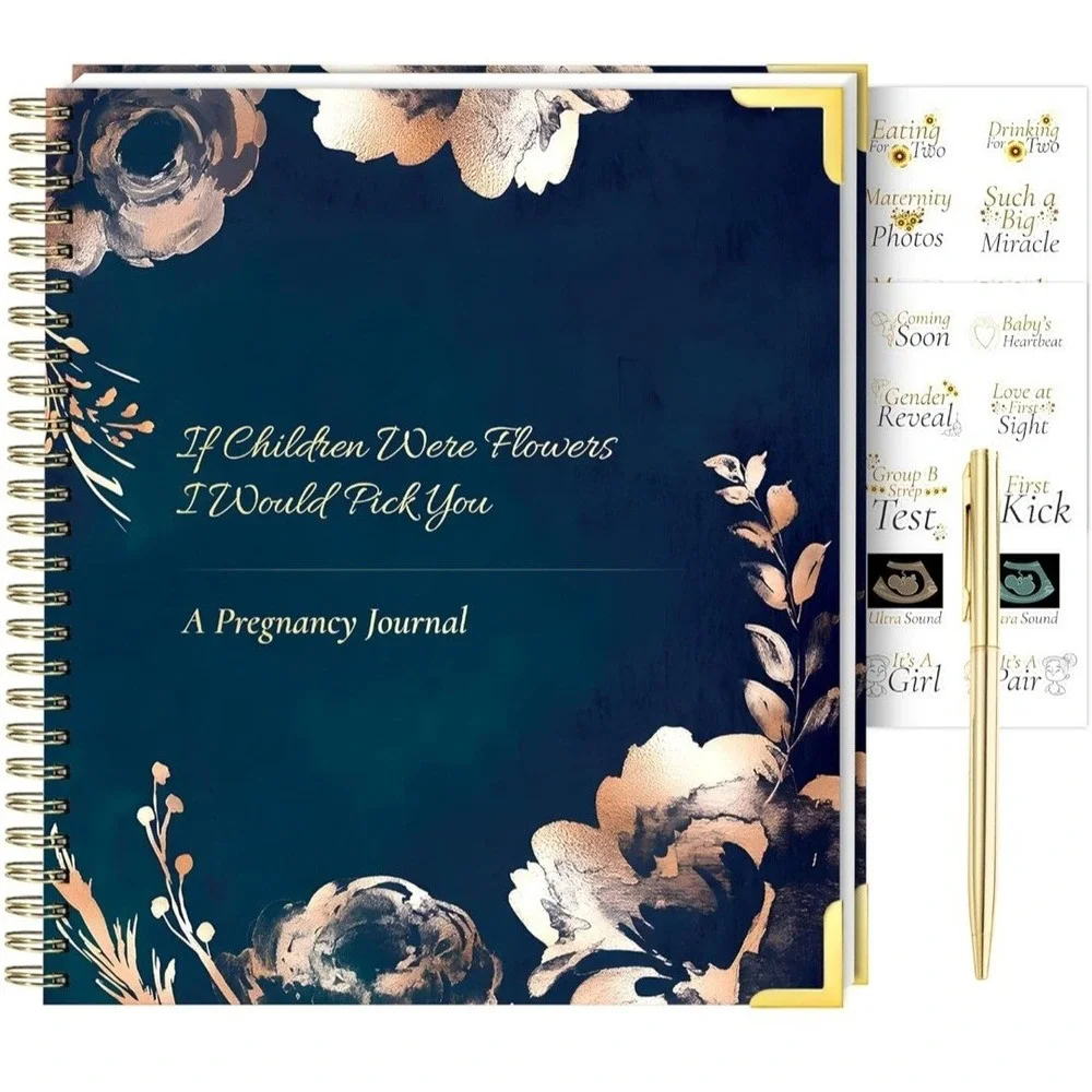 Pregnancy Journal with Beautiful Gold Pen‎
