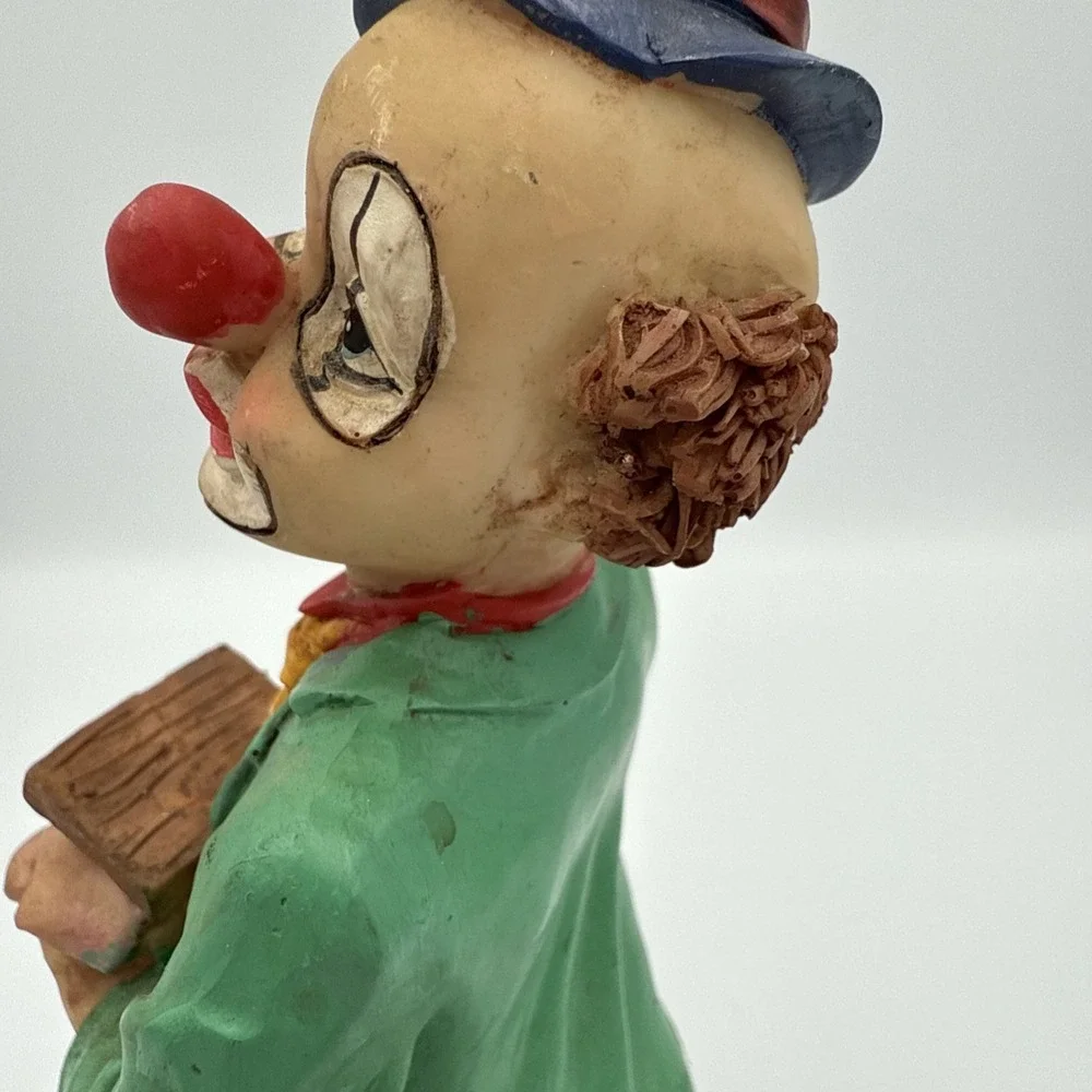 Vintage Clown Figurine With Bird In Hand And Dog Standing On A Ball