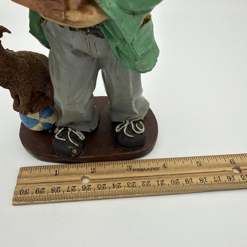 Vintage Clown Figurine With Bird In Hand And Dog Standing On A Ball