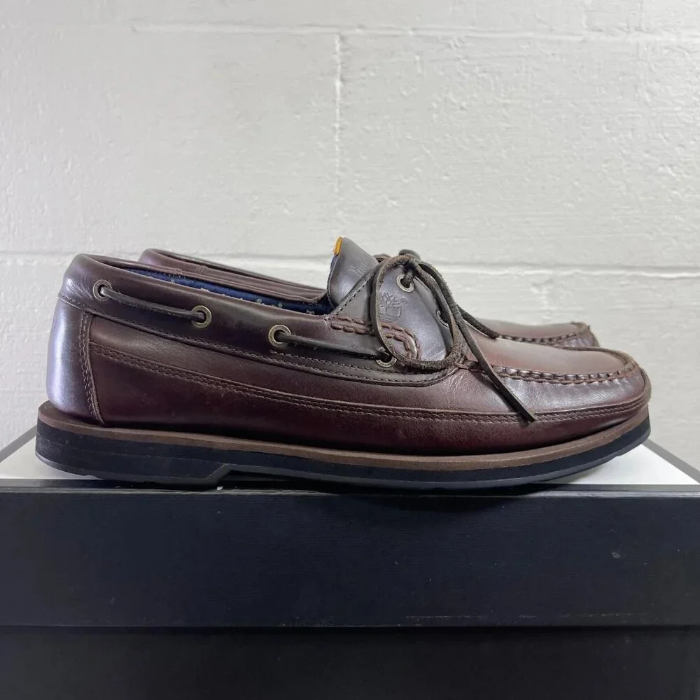 Timberland 55596 Boat Shoe Brown Leather‎ Casual Shoes 2 Eyelet Men's Size 12 M