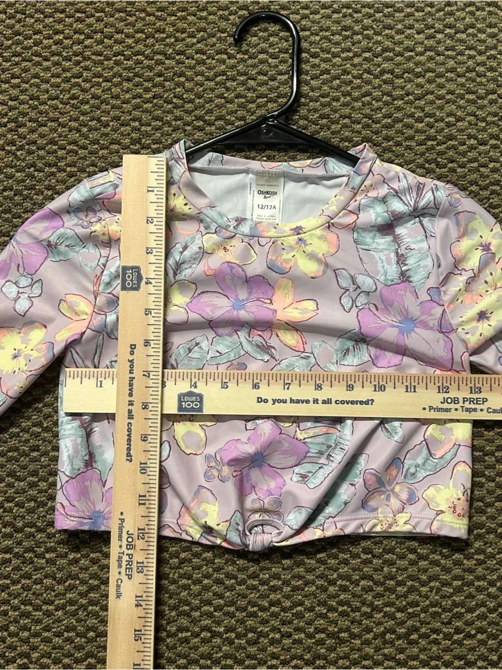 OshKosh B'gosh Lavender Floral Long-Sleeve Swim Rashguard