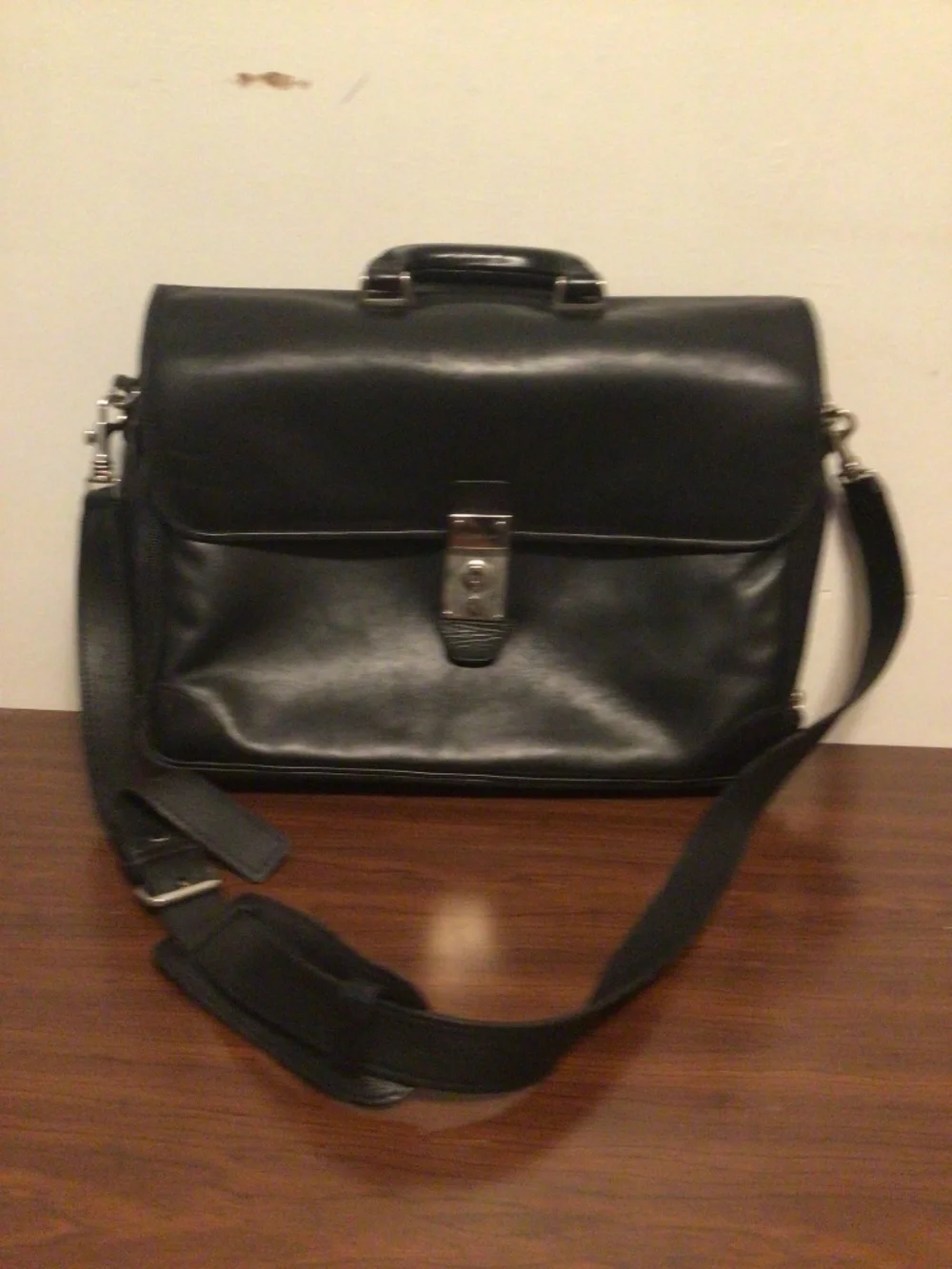 Cole Haan leather Men brief case office leather bag with slide lock large