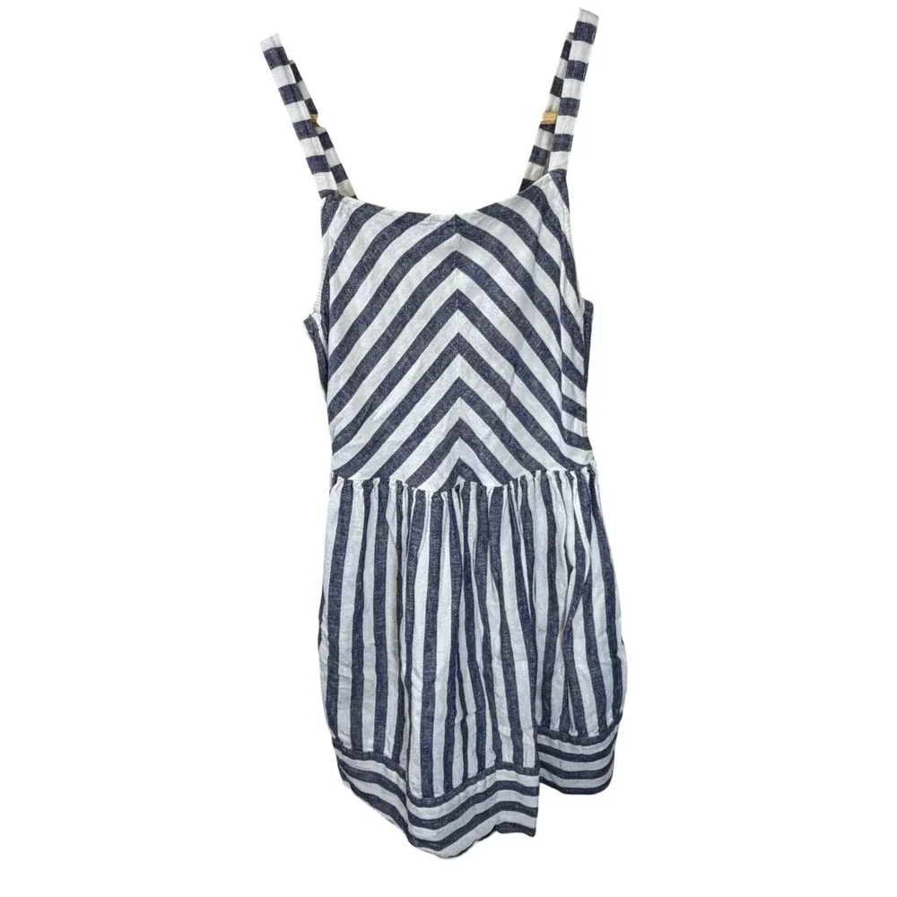 Carters Girls Blue White Striped Linen Blend Sundress Size 10 Nautical Summer