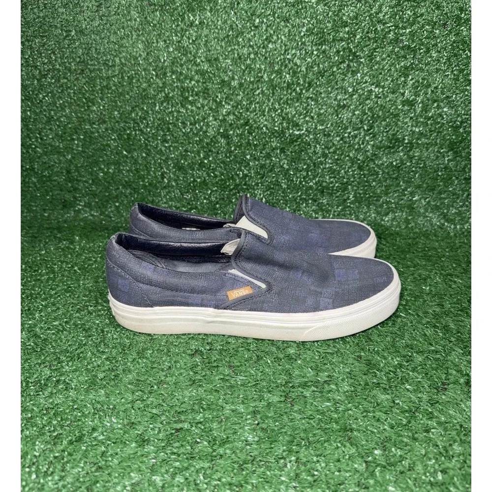 VANS Classic Slip-On Womens Size 8 Blue White Checkerboard Sneakers Shoes